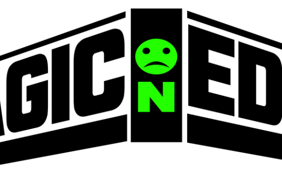Text 'MAGIC' and 'EDGE' with green sad face and 'N' between them.